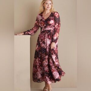 Soft Surroundings Rina Silk Floral Maxi Dress Women’s Size‎ 6 Petite